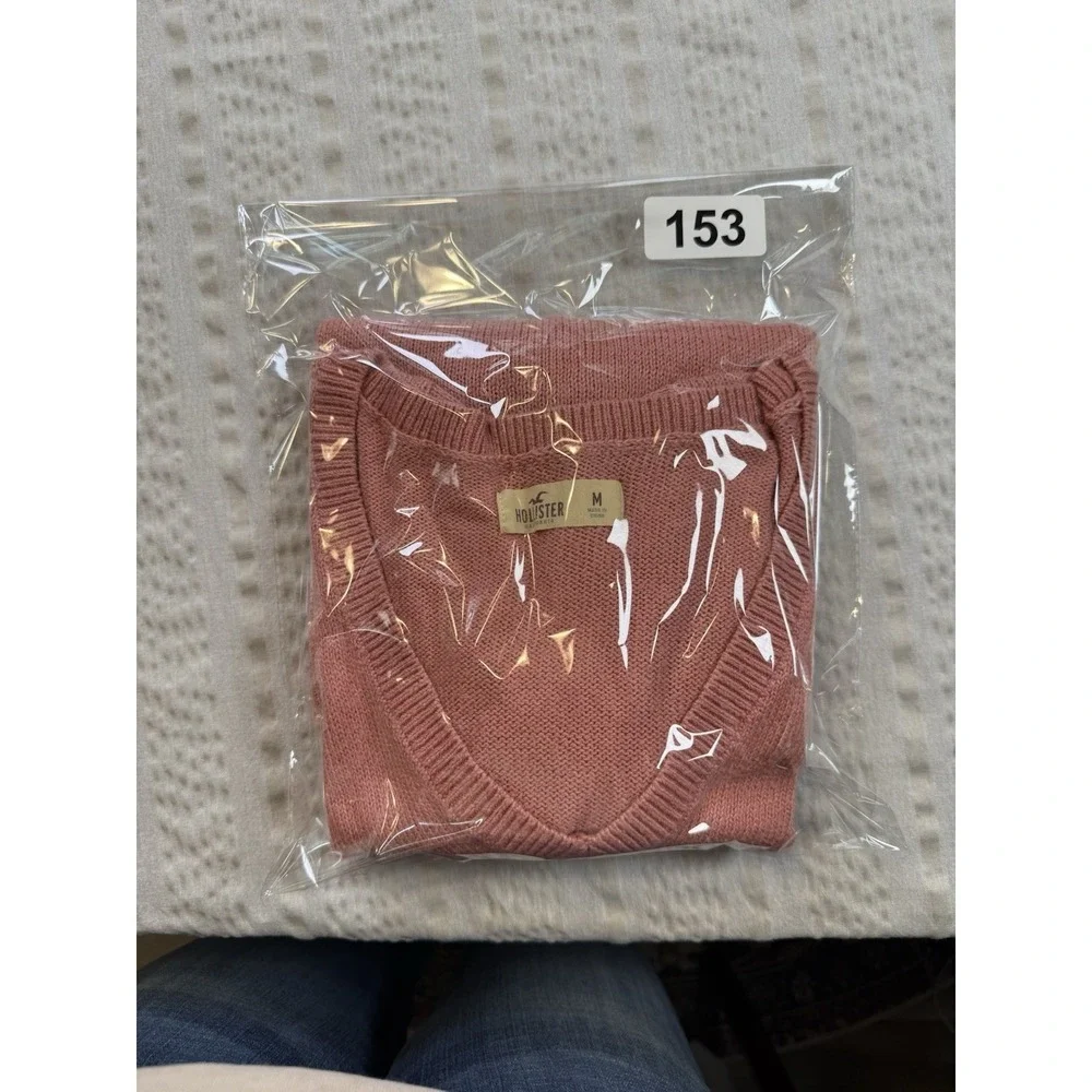 Minimalist‎ V-Neck Sweater Dusty Rose Pink Medium Hollister